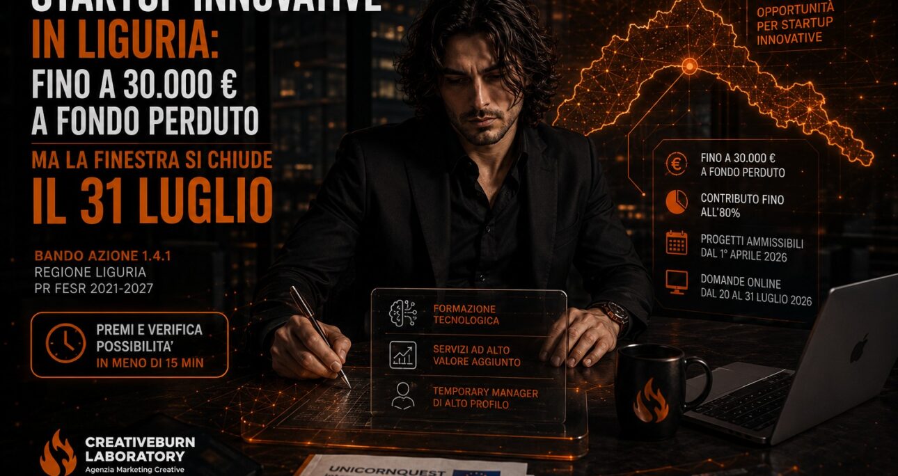 Startup innovative in Liguria: fino a 30.000 € a fondo perduto, ma la finestra si chiude il 31 luglio